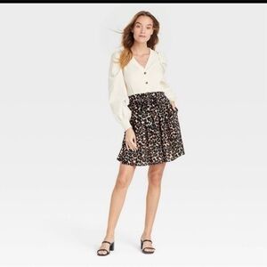 Who What Wear Pleated Skirt Womens Size XS In Leopard Print NWT
